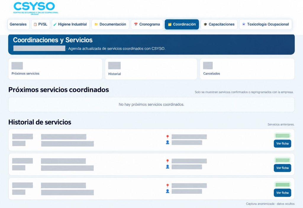 Coordinación y trazabilidad del servicio