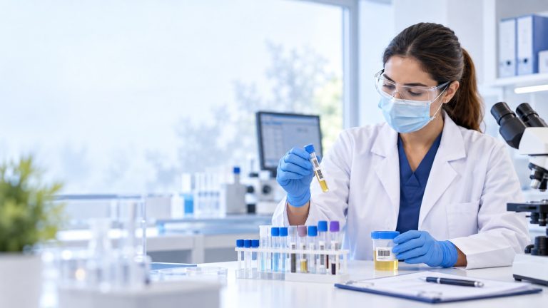 Análisis de muestras en laboratorio toxicológico ocupacional